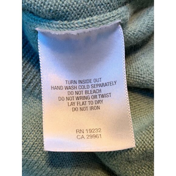 Vintage 90s Cable Knit Short Sleeve Sweater Shirt Beaded Green Large - Picture 8 of 9